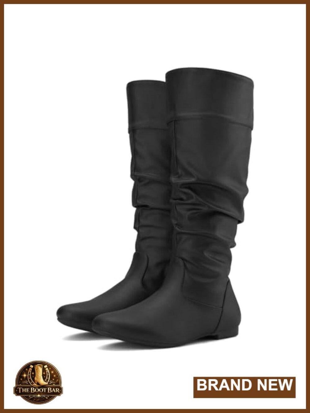 Women's Slouchy Knee High Pull On Flat Boots Synthetic Almond Toe